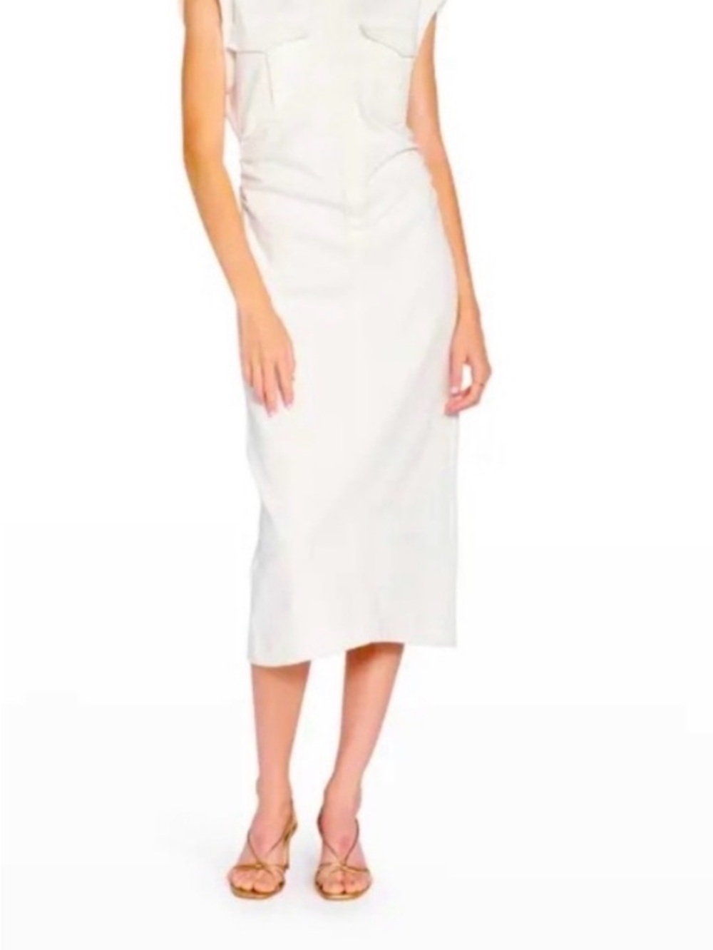 En Saison “Lira” Cream Ivory Midi Cap Sleeve Dress XS NWOT